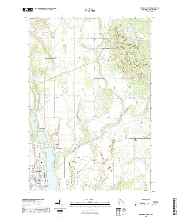 Rice Lake North, WI — USGS 7.5-minute topo (2022)