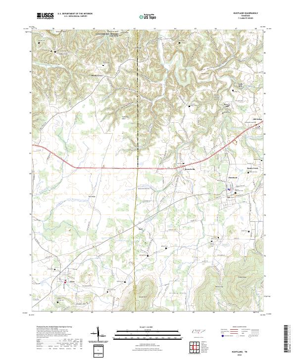 Huntland, TN — USGS 7.5-minute topo (2022)