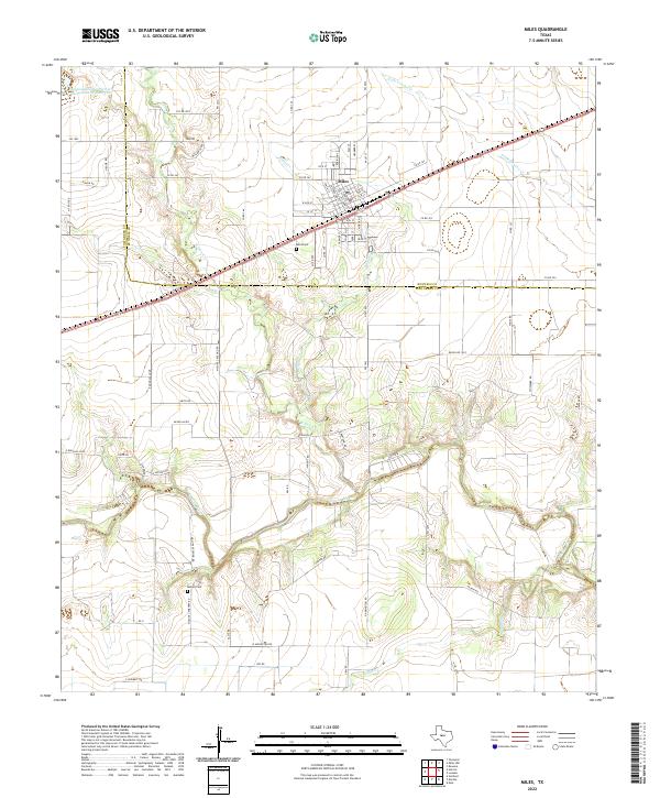 Miles, TX — USGS 7.5-minute topo (2022)
