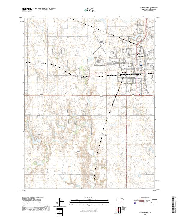 Hastings West, NE — USGS 7.5-minute topo (2021)