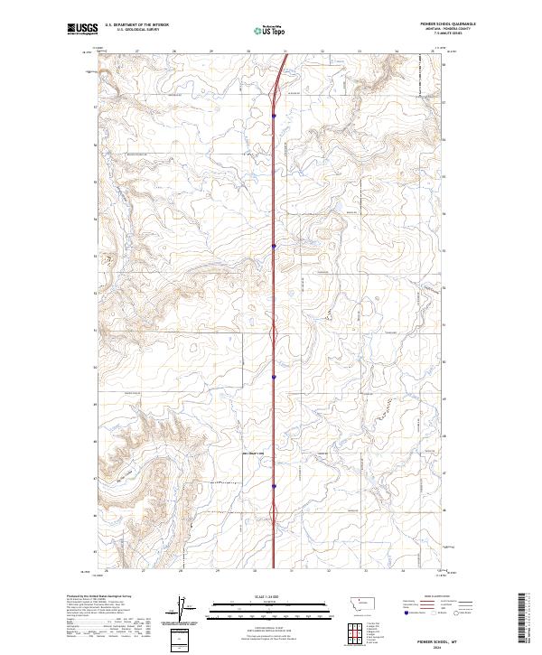 Pioneer School, MT — USGS 7.5-minute topo (2024)