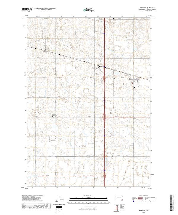 Worthing, SD — USGS 7.5-minute topo (2021)