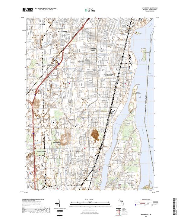 Wyandotte, MI — USGS 7.5-minute topo (2023)