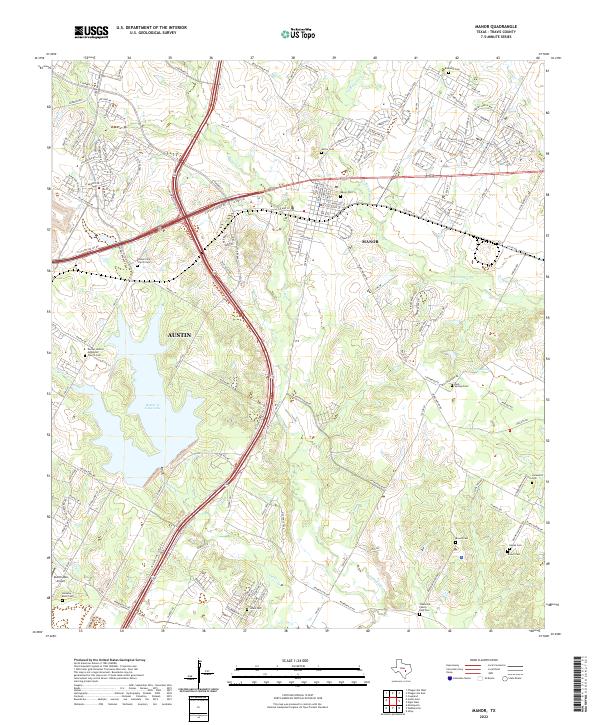 Manor, TX — USGS 7.5-minute topo (2022)