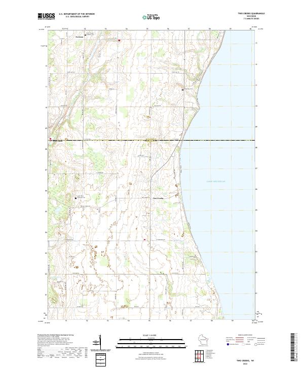 Two Creeks, WI — USGS 7.5-minute topo (2022)