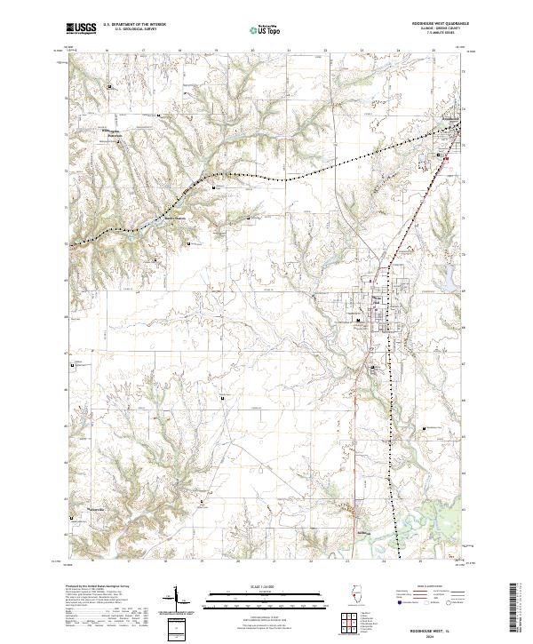 Roodhouse West, IL — USGS 7.5-minute topo (2024)