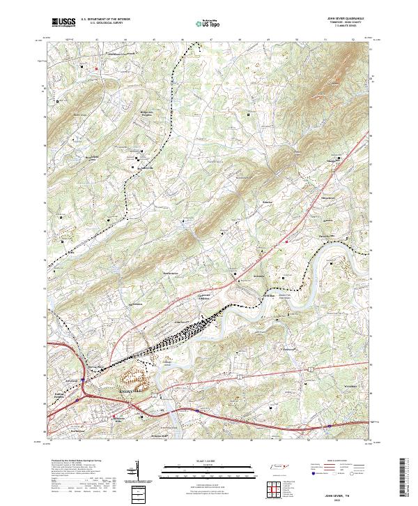 John Sevier, TN — USGS 7.5-minute topo (2022)