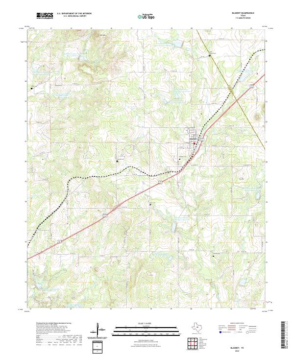 Blanket, TX — USGS 7.5-minute topo (2022)