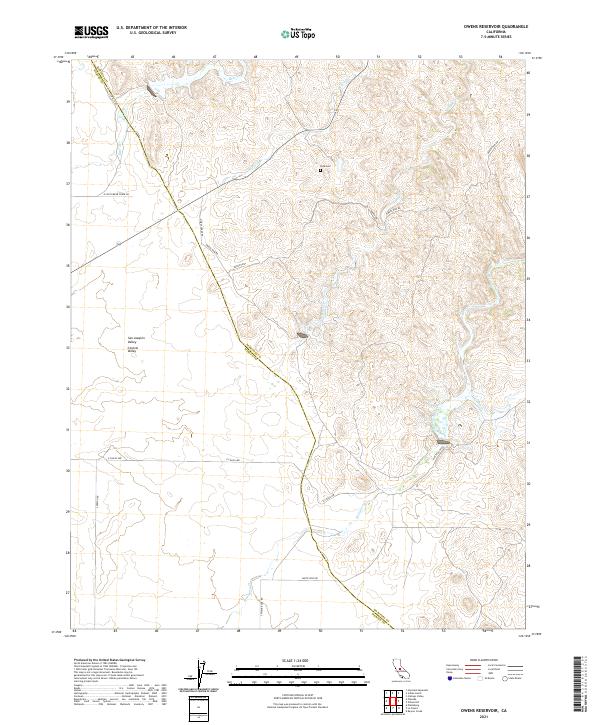 Owens Reservoir, CA — USGS 7.5-minute topo (2021)