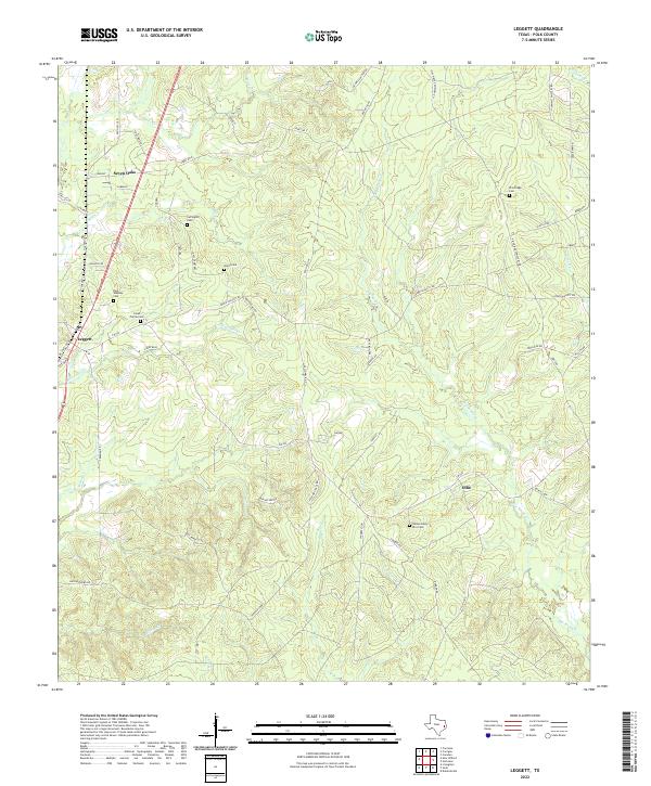 Leggett, TX — USGS 7.5-minute topo (2022)