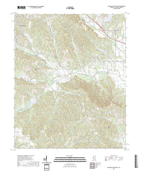 Southeast Pontotoc, MS — USGS 7.5-minute topo (2024)