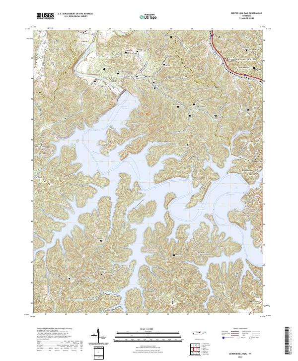 Center Hill Dam, TN — USGS 7.5-minute topo (2022)