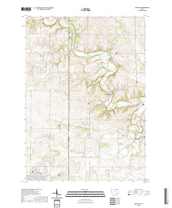 Cresco NE, IA — USGS 7.5-minute topo (2022)