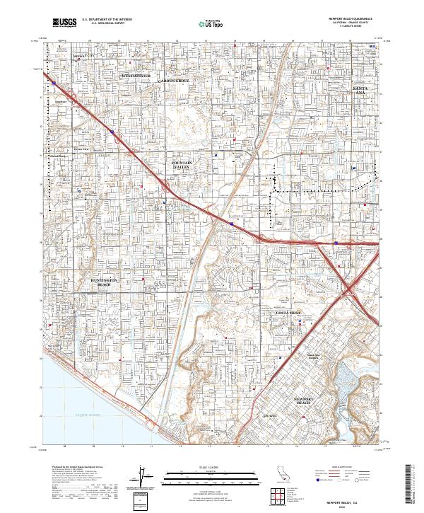 Newport Beach, CA — USGS 7.5-minute topo (2022)