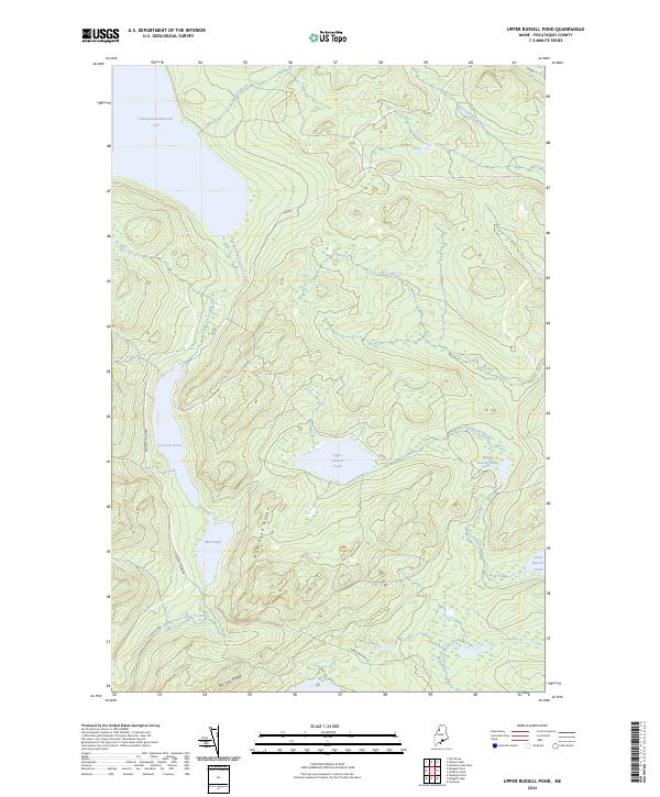 Upper Russell Pond, ME — USGS 7.5-minute topo (2024)