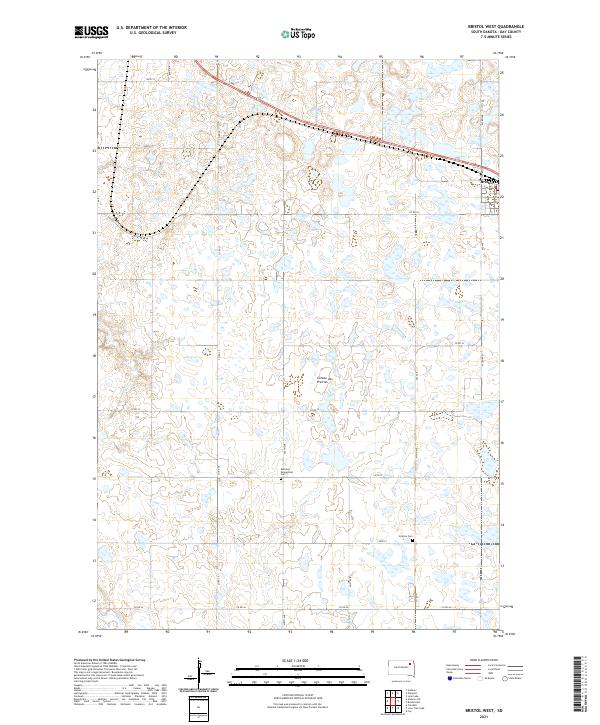 Bristol West, SD — USGS 7.5-minute topo (2021)