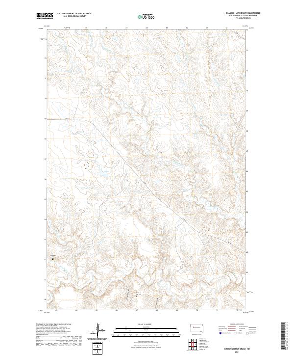 Chasing Hawk Draw, SD — USGS 7.5-minute topo (2021)