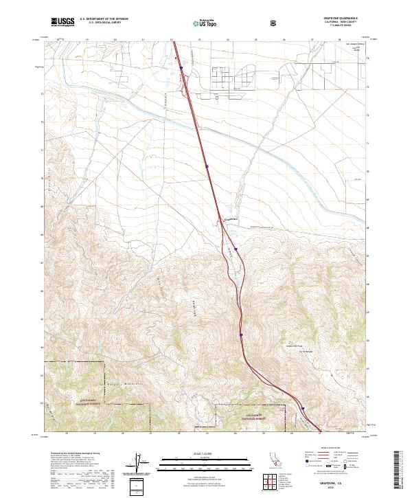 Grapevine, CA — USGS 7.5-minute topo (2022)