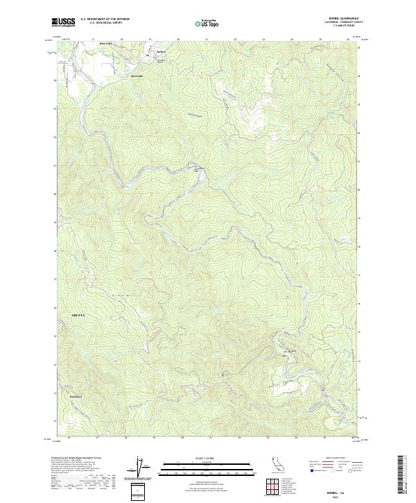 Korbel, CA — USGS 7.5-minute topo (2021)