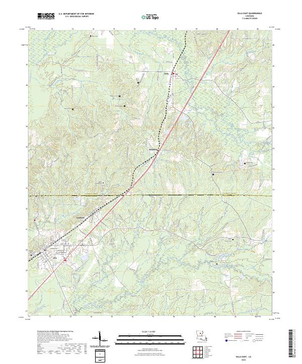 Olla East, LA — USGS 7.5-minute topo (2024)