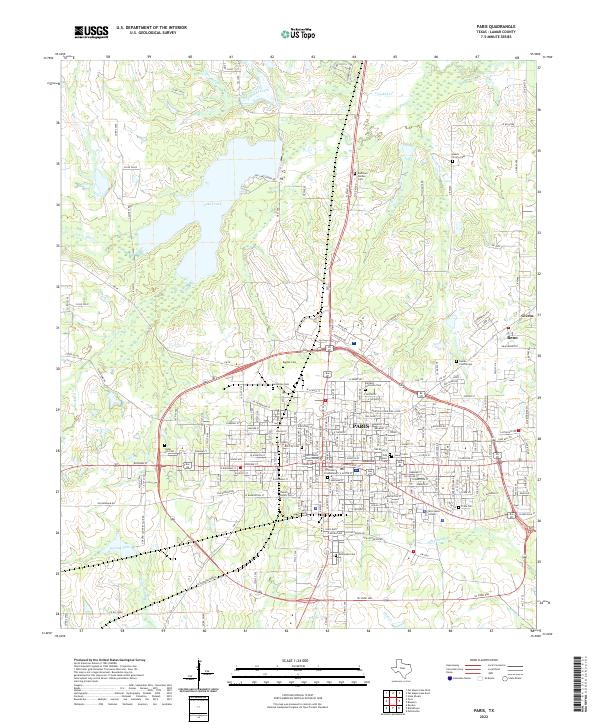 Paris, TX — USGS 7.5-minute topo (2022)