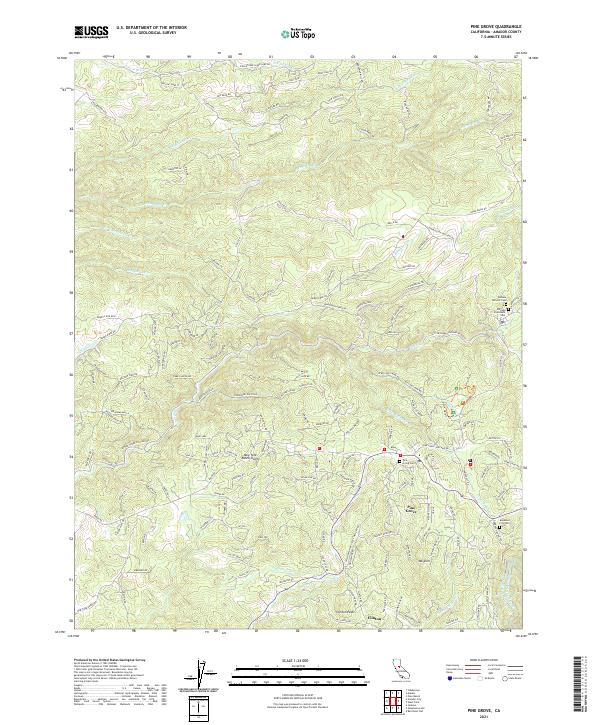 Pine Grove, CA — USGS 7.5-minute topo (2021)