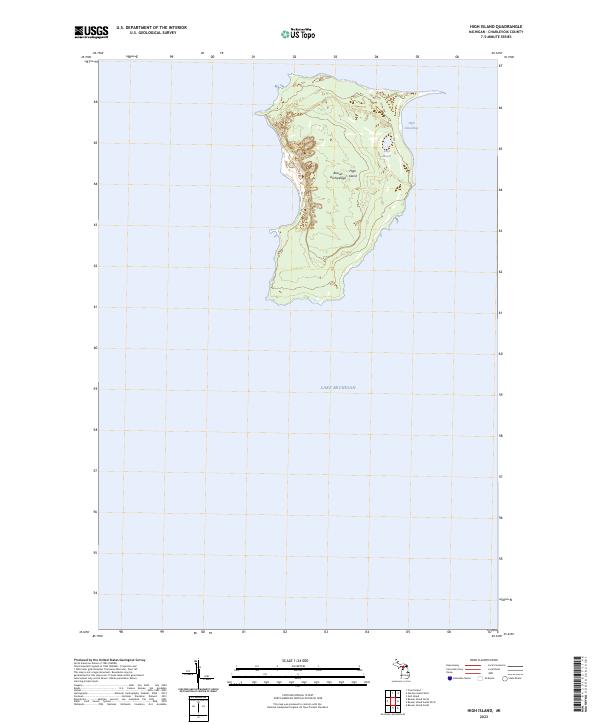 High Island, MI — USGS 7.5-minute topo (2023)