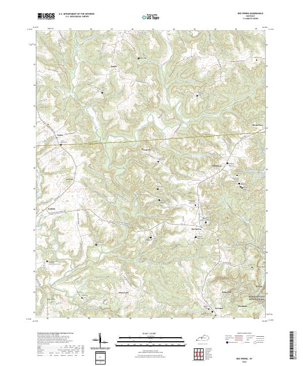 Bee Spring, KY — USGS 7.5-minute topo (2022)