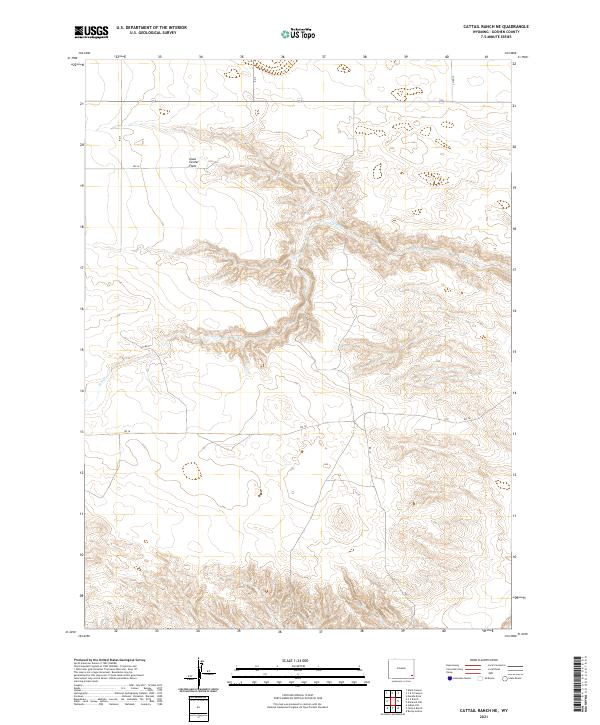 Cattail Ranch NE, WY — USGS 7.5-minute topo (2021)