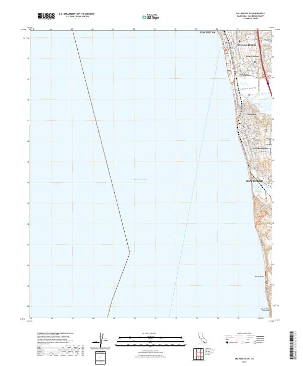 Del Mar OE W, CA — USGS 7.5-minute topo (2021)