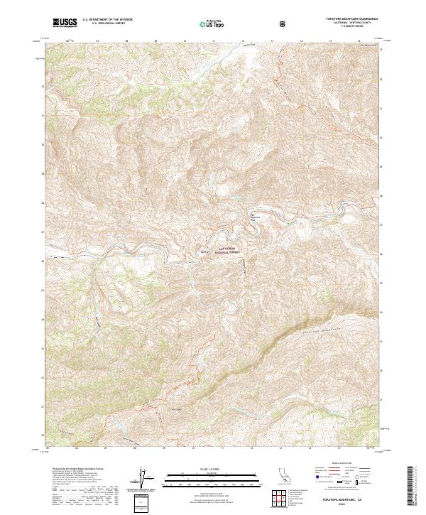Topatopa Mountains, CA — USGS 7.5-minute topo (2022)