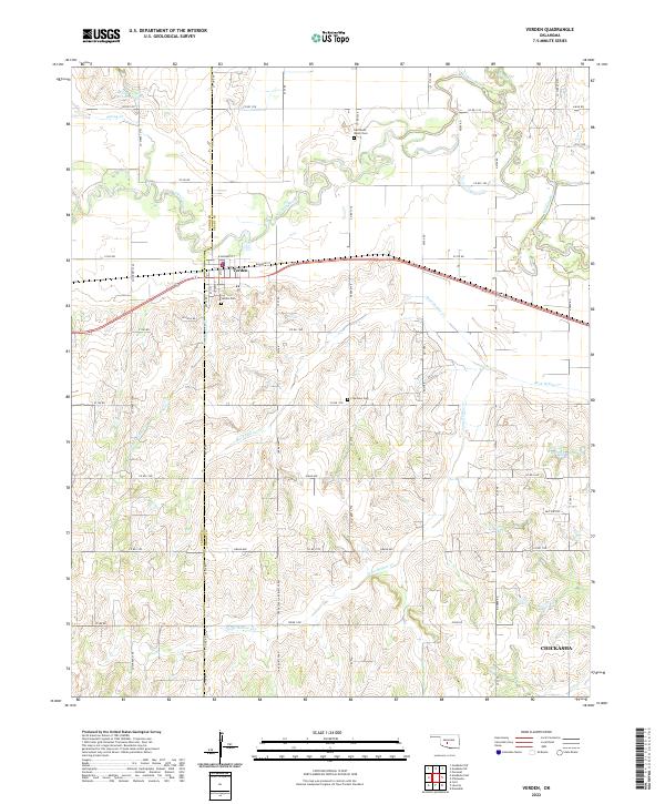 Verden, OK — USGS 7.5-minute topo (2022)