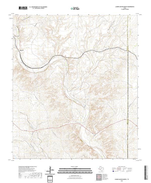 Lozier Canyon North, TX — USGS 7.5-minute topo (2022)