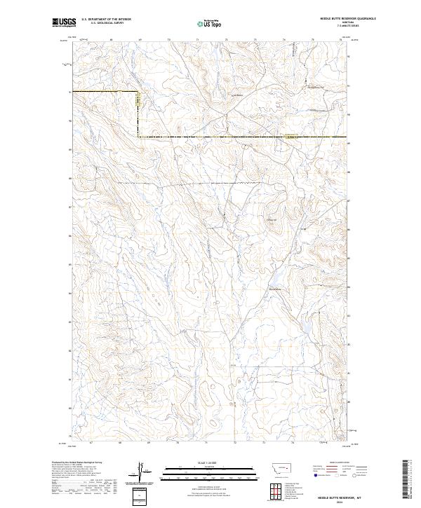 Needle Butte Reservoir, MT — USGS 7.5-minute topo (2024)