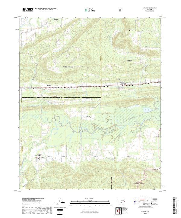 Leflore, OK — USGS 7.5-minute topo (2022)