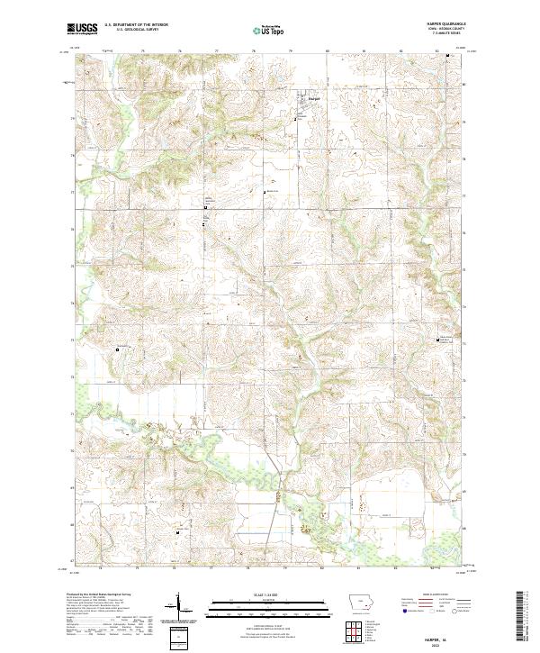 Harper, IA — USGS 7.5-minute topo (2022)