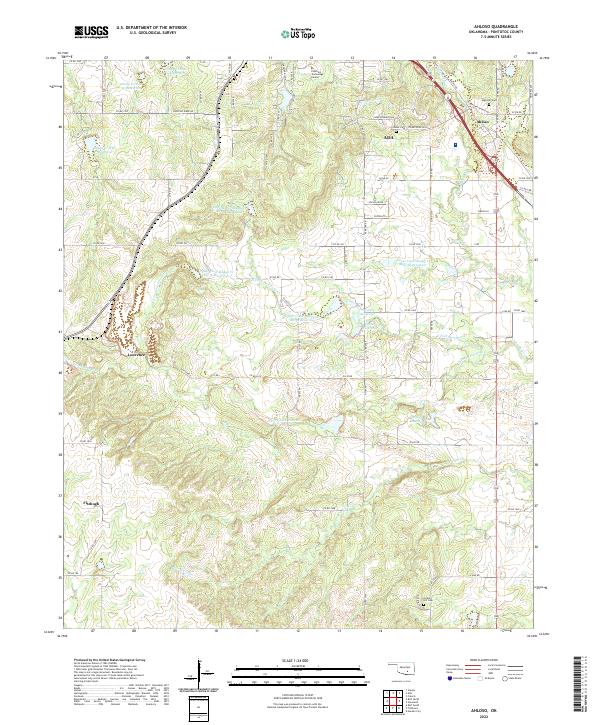 Ahloso, OK — USGS 7.5-minute topo (2022)