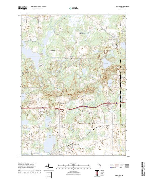 Grass Lake, MI — USGS 7.5-minute topo (2023)