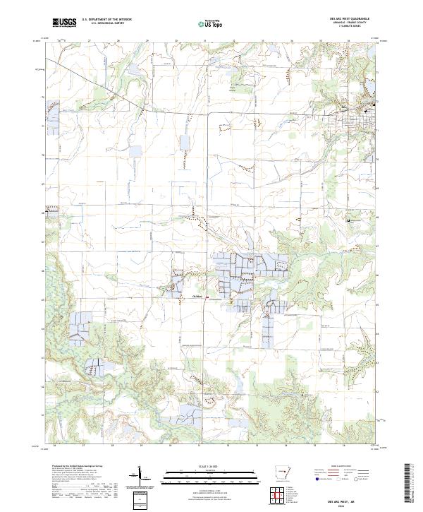 Des Arc West, AR — USGS 7.5-minute topo (2024)