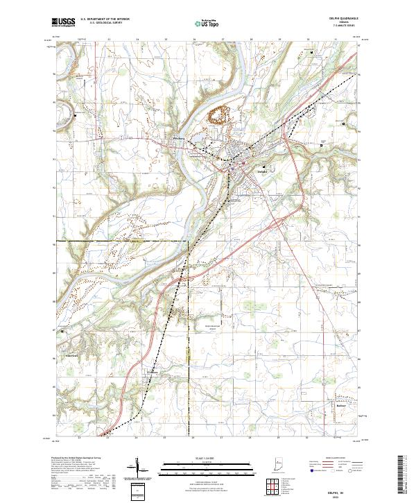 Delphi, IN — USGS 7.5-minute topo (2022)