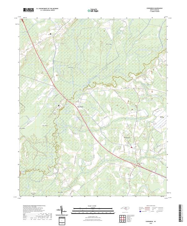 Evergreen, NC — USGS 7.5-minute topo (2022)