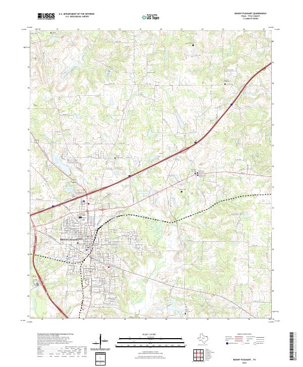 Mount Pleasant, TX — USGS 7.5-minute topo (2022)