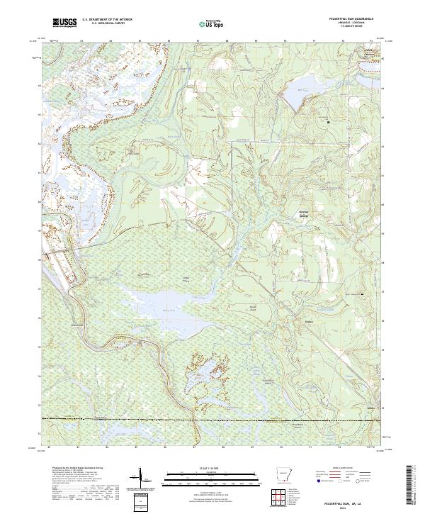 Felsenthal Dam, AR-LA — USGS 7.5-minute topo (2024)