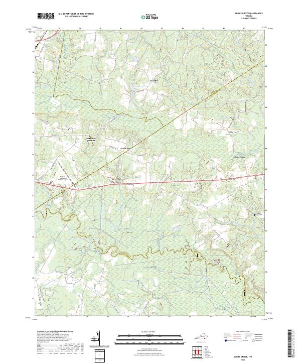 Adams Grove, VA — USGS 7.5-minute topo (2022)