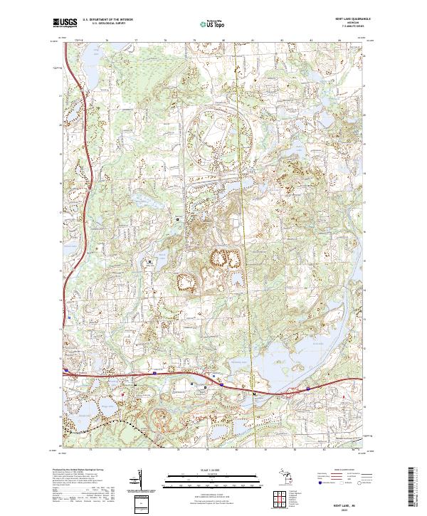 Kent Lake, MI — USGS 7.5-minute topo (2023)
