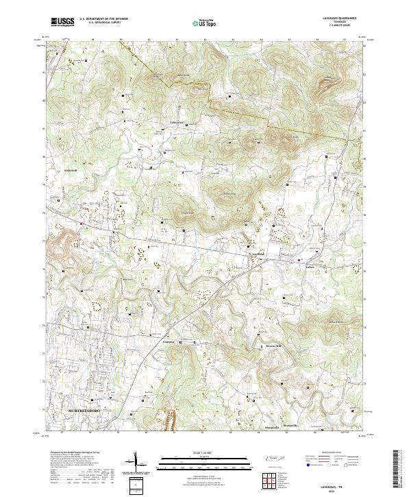 Lascassas, TN — USGS 7.5-minute topo (2022)