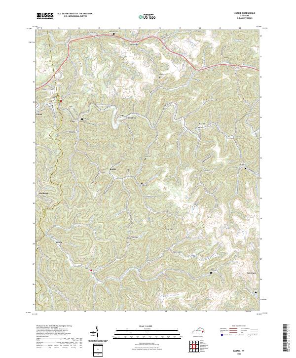 Carrie, KY — USGS 7.5-minute topo (2022)