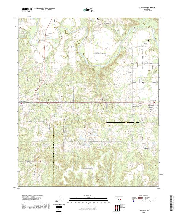 Mannsville, OK — USGS 7.5-minute topo (2022)