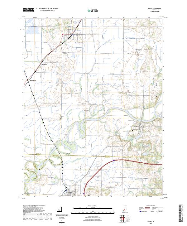 Lyons, IN — USGS 7.5-minute topo (2022)