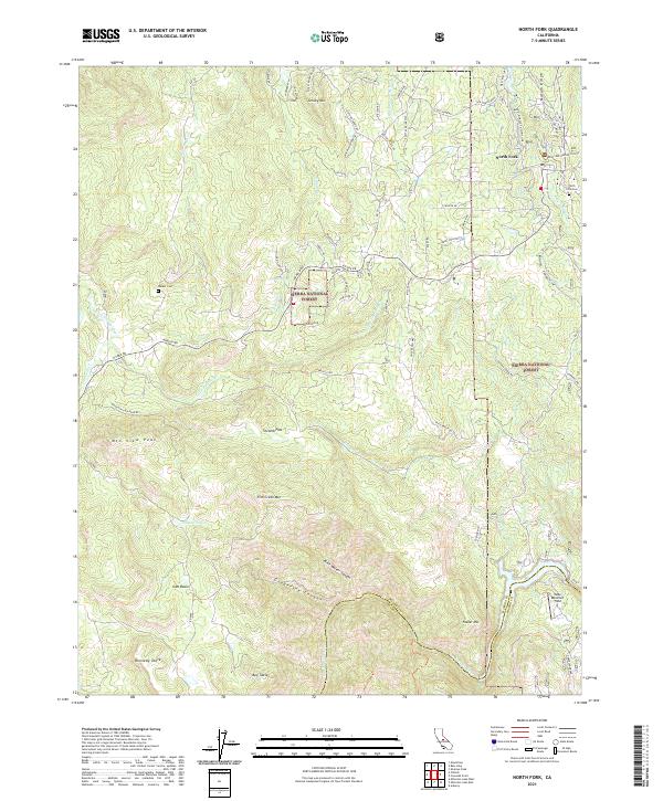 North Fork, CA — USGS 7.5-minute topo (2021)